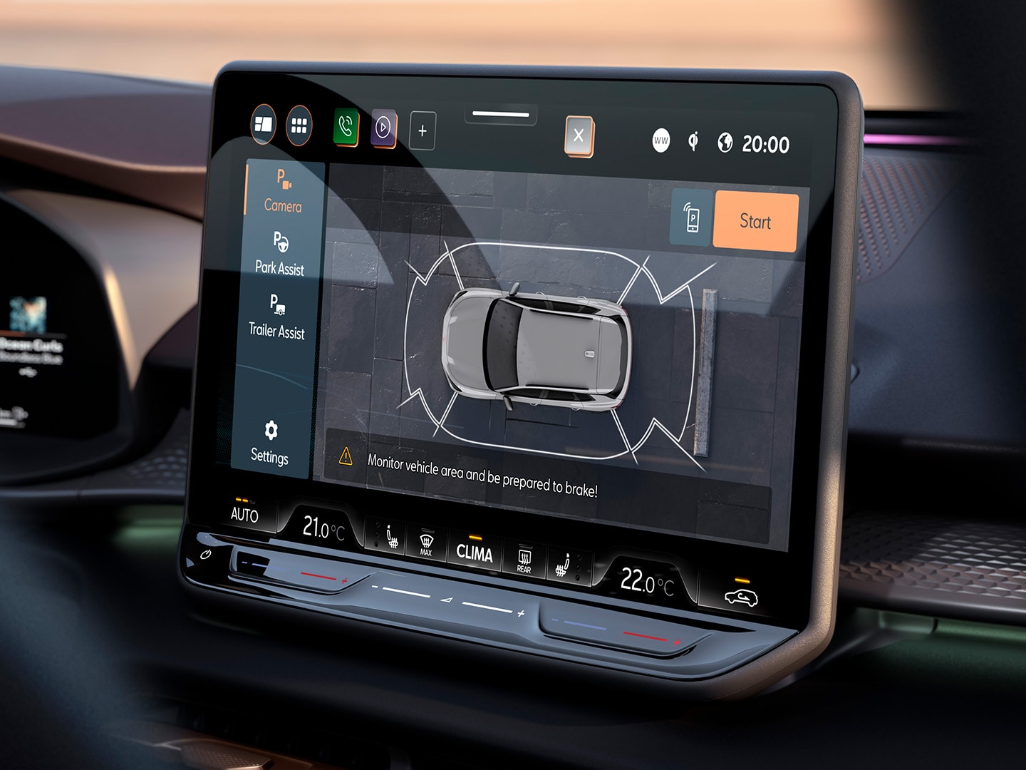 CUPRA Terramarin yksityiskohtia, kuten ympäristökamera, Travel Assist ja älykäs pysäköintiavustin.