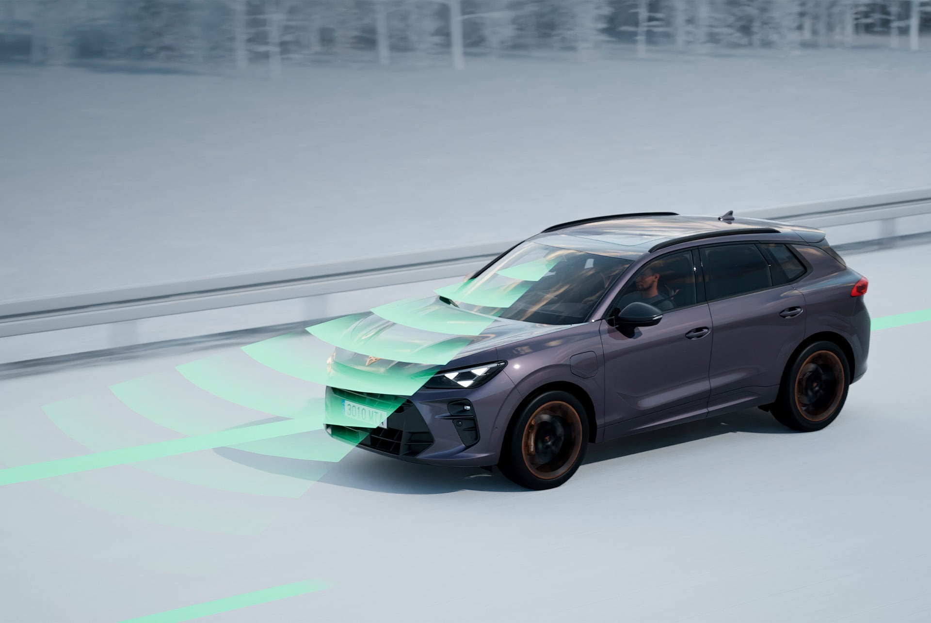 CUPRA Terramarin Travel Assist -toiminto, joka esittelee edistyksellisiä kuljettajaa avustavia järjestelmiä.